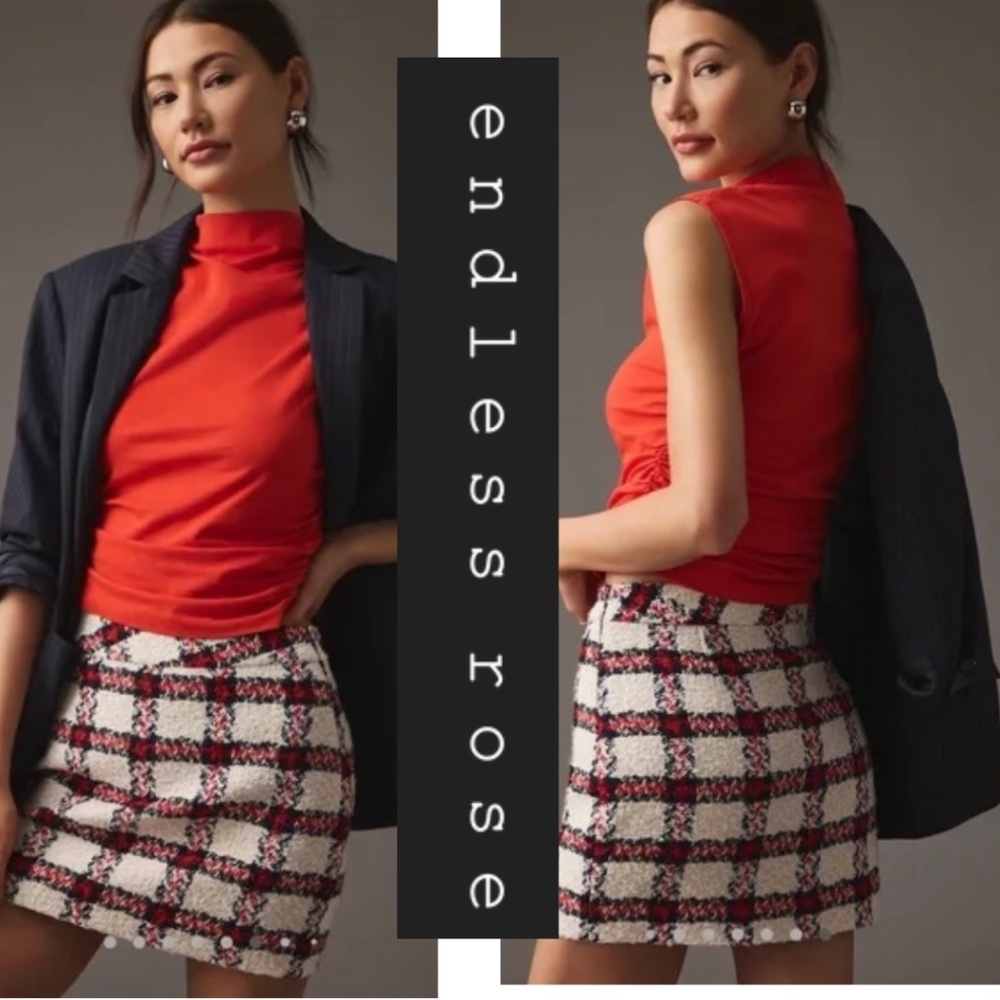 NEW Endless Rose Plaid tweed skirt,XS,  GD1179